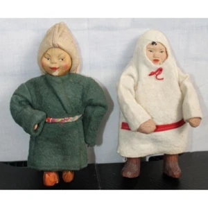 2 Vintage & Holz hergestellt asiatische Puppen - 7" Höhe - Bild 1 von 5