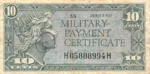 USA / MPC 10 Cents 1961 Series 611 Plate 55 Circulated Banknote HJ 3 - Picture 1 of 2