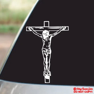 JESUS CHRIST CRUCIFIXION CRUCIFIX CHRISTIAN CROSS Vinyl Decal Sticker Car Window - Image 1 of 2