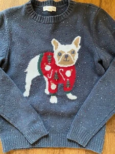 tucker + tate sweater Kids size 7 French Bulldog Intarsia Cotton Blend Cute - Picture 1 of 12