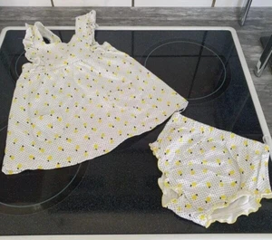 Weißes "Zitronen" Set (Kleid + kurze Hose) - Gr.68 - C&A - NEU - Bild 1 von 1