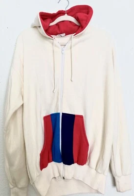 Sudadera con capucha de lana vintage de los años 80 con cremallera completa bloques de colores ocio Foto 1 de 4