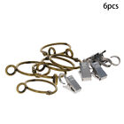 6Pcs 32mm Dia Metal Curtain Rings With Clips Hanging Hooks Holder Curtain Clips