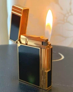S.T. Dupont Gatsby Line 2S Feuerzeug Schwarz Gold Lack ohne Box Zündung bestätigt - Bild 1 von 7
