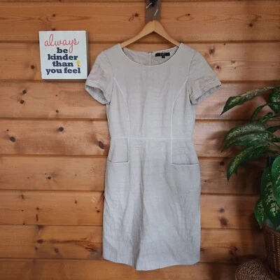 Vestido Lápiz Alex Marie Tostado Texturizado Bolsillos Geométrico Oficina Trabajo Talla 6 Foto 1 de 4