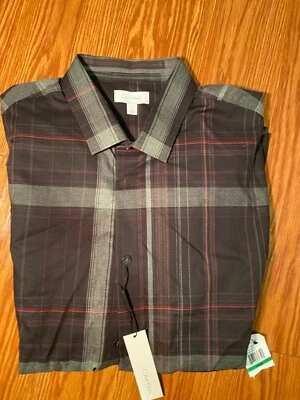 NWT Calvin Klein Men's Dress Shirt Size Large Black, Grey, Red, Cotton, Great ! - Image 1 of 4