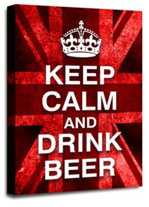 Large Keep Calm Art Print Quote Red White Blue Drink Beer Framed Wall Picture - Picture 1 of 6