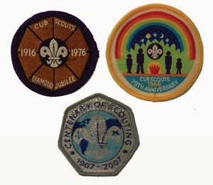 Boy Scouts UK Cub Scouts 60th 70th Anniv, Centenary of Scouting 3 Patches - Picture 1 of 1