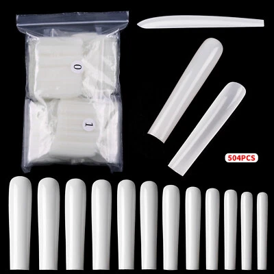 504 peças extra longo bailarina unhas falsas caixão acrílico capa completa para unhas - Imagem 1 de 4