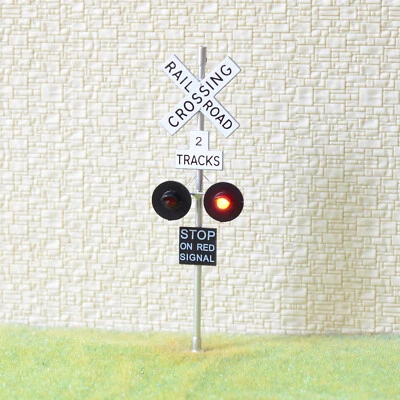1 x O scale railroad crossing signals LED made 2 target faces 2 tracks gray #S - Image 1 of 4