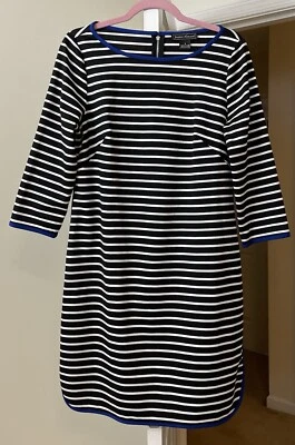 Jessica Howard Dress Artsy Knit Shift Black Striped Modern Women's 8 Medium - Image 1 of 2