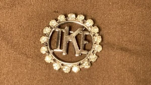 Mid Century IKE Eisenhower Cabochon Light Green Rhinestone Campaign Pin Brooch - Picture 1 of 3