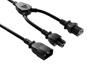 18 AWG Power Cord Y-Splitter Cable (IEC320 C14 to IEC320 C13 & C5) - 1/3/6/10 ft - Picture 1 of 1