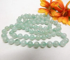 HAND KNOTTED 8mm JADE GEMSTONE BEAD NECKLACE 30" - Picture 1 of 2