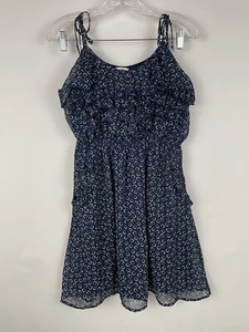 Xhilaration Women's Juniors L Horseshoe Print Summer Dress Navy Blue Above Knee - Picture 1 of 8