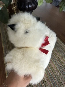 Vintage Kids White Fur Hand Warmer Doggy - Picture 1 of 11