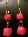 Womens Pink Beaded Gold Hook Drop Dangle Fashion Costume Cute Trendy Earrings
