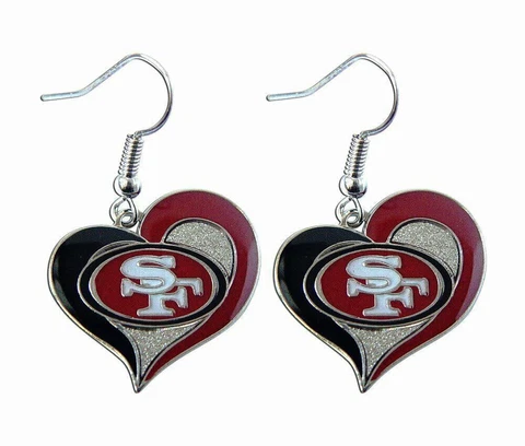 San Francisco 49ers Unisex Heart Earrings J-Hook Team Color and Logo Cover