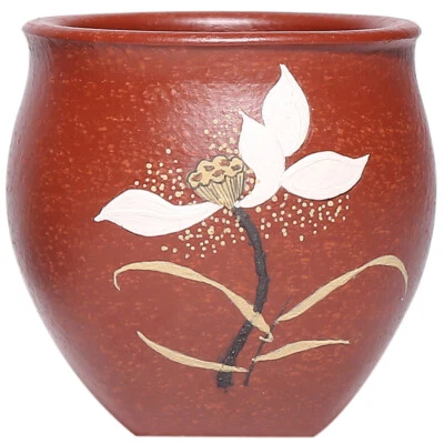 Taza de té de arcilla real Yixing Zisha Zhu hecha a mano flor alivio taza maestra nueva Foto 1 de 4