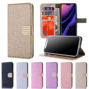 Glitter Wallet Case Women Flip Case for iPhone 16e/16/15/14/13/12/11 Pro Max SE - Picture 1 of 18