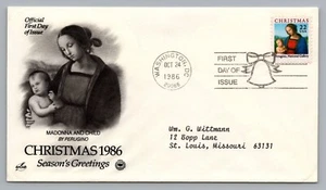 Madonna & Child by Perugino Christmas 1986 Season Greetings FDC 22C Scott #2244 - Picture 1 of 2