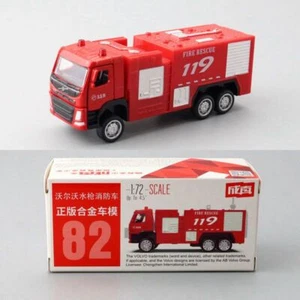 1:72 Diecast Volvo Fire Truck Metal Car Model Toy Pull Back Door Open Gift - Picture 1 of 7