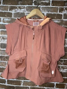 Free People FP Movement Pleaty Please Vest Hooded Size XS Mesh Sequoia ORANGE - Picture 1 of 8