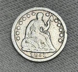 1851 P Seated Liberty Half Dime (Low 781K Mintage) - Picture 1 of 4