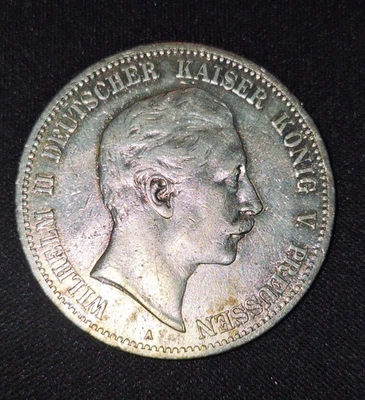 alte Münze 5 Mark Deutsches Reich 1902 silber Wilhelm II Deutscher Kaiser 1001 - Bild 1 von 4