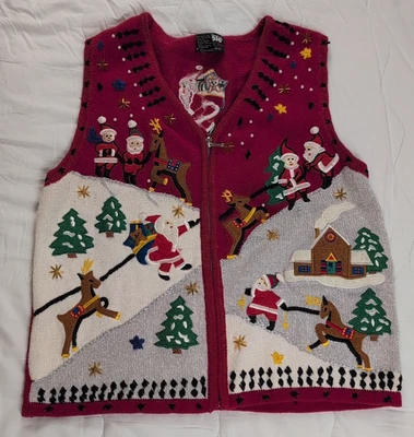 Diseñadores Originales Chaleco de Navidad Mujer Mediano Rojo X Mas Vacaciones Feo Suéter Foto 1 de 4