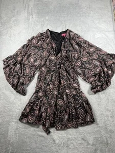 Betsey Johnson Dress Womens 12 Paisley Bambi Boho Bell Sleeve V Neck Mini - Picture 1 of 14