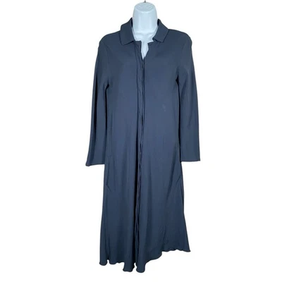Vestido Camisa Midi 'S Max Mara Talla 4 Azul Marino Botón Delantero Manga Larga Minimalista Foto 1 de 4