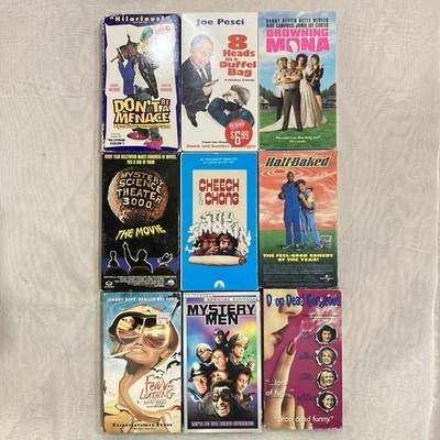 VHS Comedy Lot - Half Baked, Don’t Be A Menace, Fear And Loathing, Mystery Men Foto 1 de 4