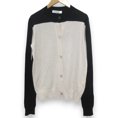 JIL SANDER bicolor cuello redondo, cárdigan de punto, talla 36, negro, beige mujer USADO Foto 1 de 4