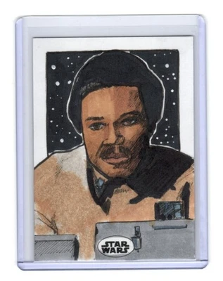 Star Wars Finest 2018 Topps Sketch Card Marsha Parkins 1/1 Lando Calrissian - Image 1 of 4