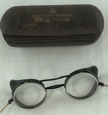 Marcos de gafas industriales vintage para motocicleta negro estuche steampunk protector B41 Foto 1 de 4