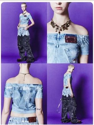 CAMISETA DENIM ESTAMPADA CON HOMBROS DESCUBIERTOS ANDERSSON BELL ZELDA Foto 1 de 4