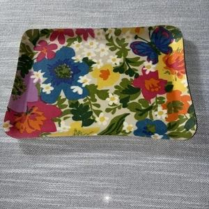 Vassoio vintage metà secolo moderno 8 1/4” W testurizzato anni 60 mod laminato floreale #F1 - Foto 1 di 6