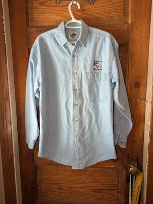 Vintage NFL Denver Broncos Button Down Denim M Shirt Medium  - Image 1 of 4