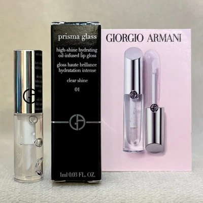 Giorgio Armani Prisma Glass Lip Gloss 01 Clear Shine Deluxe Sample .03oz 1ml NIB - Image 1 of 2