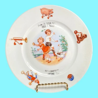 Vtg Pioneer Flour Mills 82nd Anniversary Plate San Antonio Texas 1851-1933 KPM - Image 1 of 4