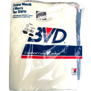 Vtg BVD Crew Neck Tee Shirt Undershirt 3-Pack Men’s M 38-40 Cotton Preshrunk US - Picture 1 of 2
