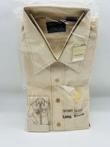 Vintage JC Penney Beige Mens Button Down Long Sleeve Dress Shirt 16-16.5 NOS - Picture 1 of 9