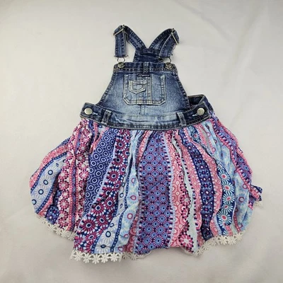 Vestido de mezclilla azul Jordache jersey niñas pequeñas talla 4T falda azul en capas  Foto 1 de 4