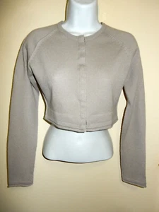GUESS COLLECTION 100% CASHMERE SOLID GRAY CREW NECK LONG SLEEVE CARDIGAN SHRUG M - Picture 1 of 12