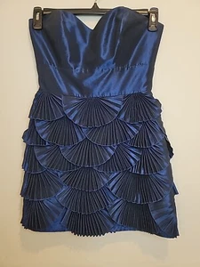 Laundry by Shelli Segal Cocktail Dress Size 4 Formal Taffeta Dress Blue Short - Picture 1 of 4