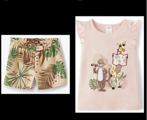 Gymboree Girls 10 Safari Collection Giraffe Leopard Shorts Set Savanna Pink New - Picture 1 of 6