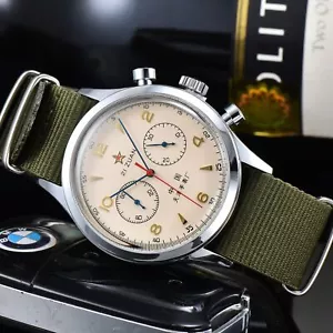 Men's Retro Watches 1963 Pilot Watch 42mm Waterproof Vintage Quartz Chronograph - Picture 1 of 15