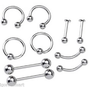 2x Labret Ring Horseshoe Monroe Nose Belly Lip Nipple Eyebrow Ear Stud Bar - Picture 1 of 12