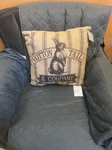 Cotton Tail Company Farms Bunny Rabbit pillow Jute 16" Easter in & out door nwt - Picture 1 of 4